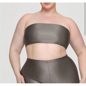 Skims Shine Spandex Jersey Bandeau Gray Chalk Size Large